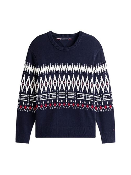 Maglioncino in misto lana d'agnello con motivo Tommy Hilfiger | MW0MW408440A4